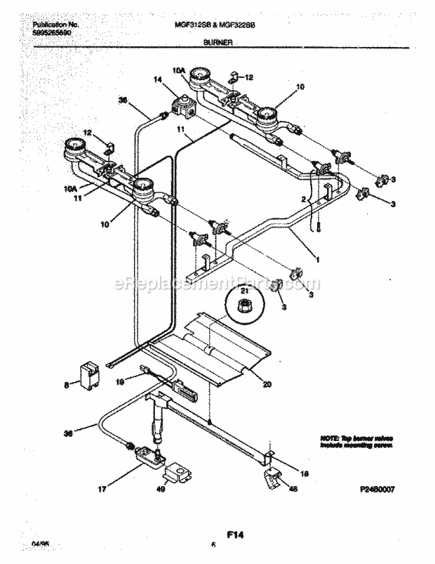 Frigidaire MGF312SBWB Burner Diagram