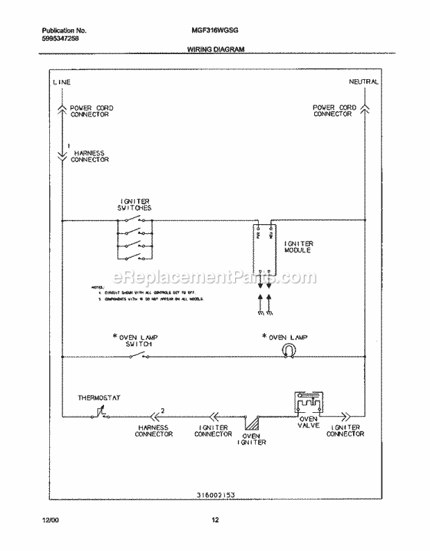 Frigidaire MGF316WGSG Universal/Gas Range Page G Diagram