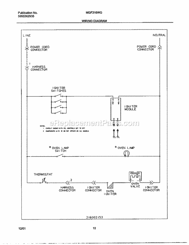 Frigidaire MGF316WGSJ Universal/Gas Range Page G Diagram