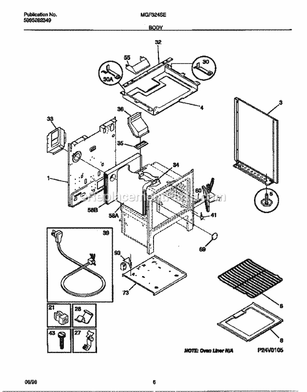 Frigidaire MGF324SEDA Frg(V1) / Gas Range Body Diagram