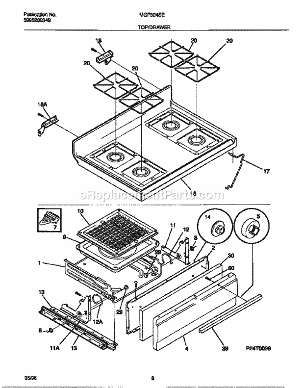 Frigidaire MGF324SEDA Frg(V1) / Gas Range Top / Drawer Diagram