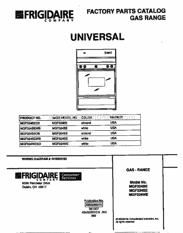 Frigidaire MGF324SEDB Frg(V3) / Gas Range Page D Diagram