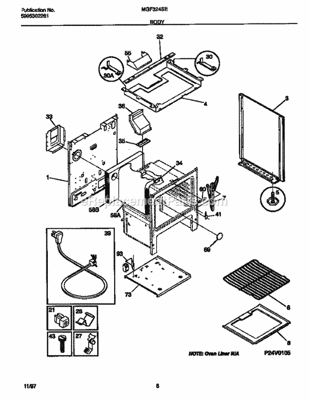 Frigidaire MGF324SEDD Frg(V1) / Gas Range Body Diagram