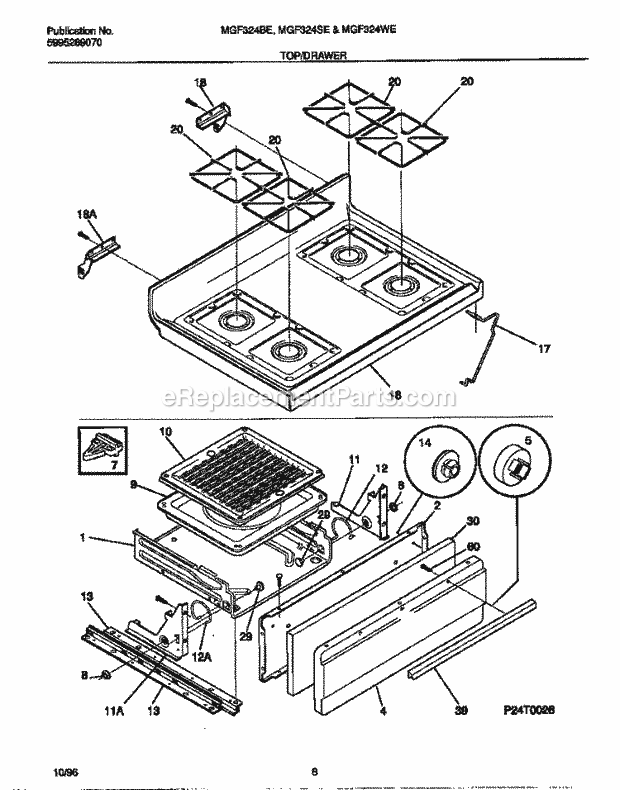 Frigidaire MGF324SEWB Frg(V4) / Gas Range Top / Drawer Diagram