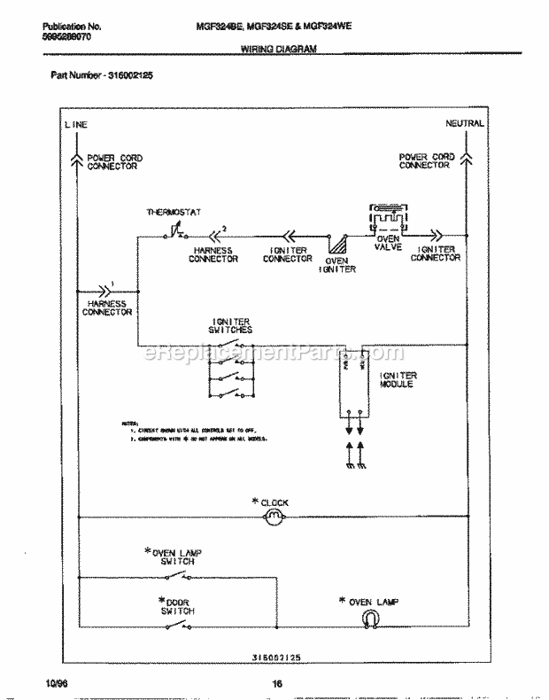 Frigidaire MGF324SEWB Frg(V4) / Gas Range Page G Diagram