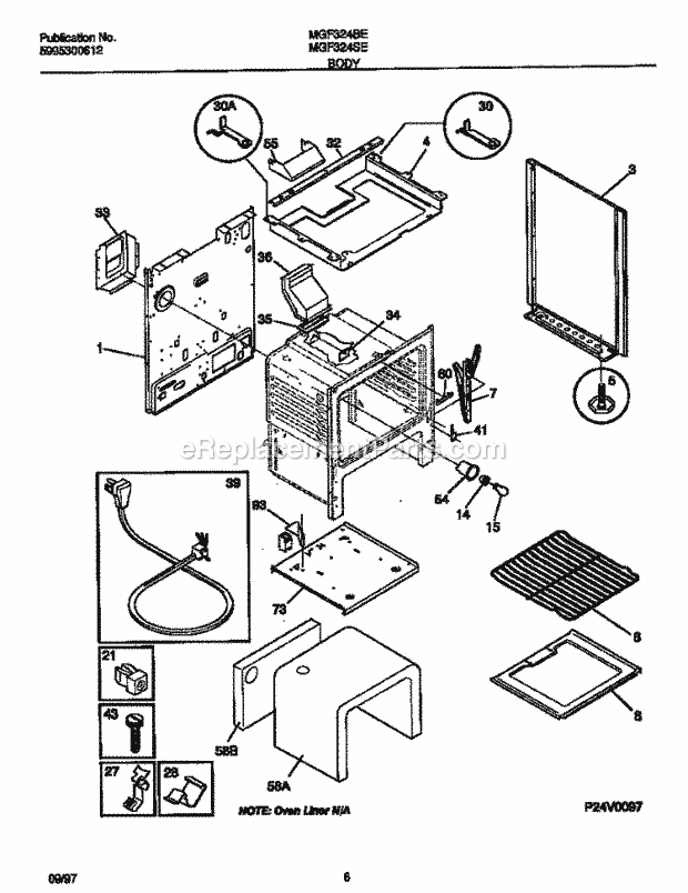 Frigidaire MGF324SEWC Frg(V4) / Gas Range Body Diagram