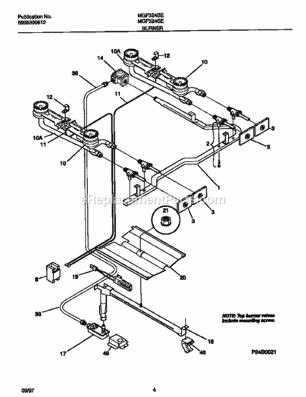 Frigidaire MGF324SEWC Frg(V4) / Gas Range Burner Diagram