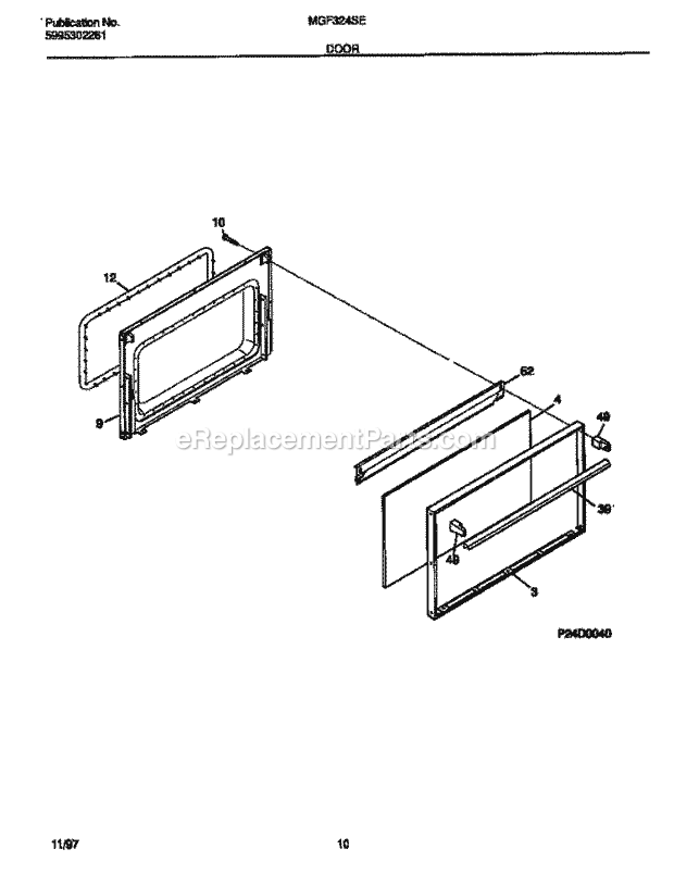 Frigidaire MGF324SEWD Frg(V2) / Gas Range Door Diagram