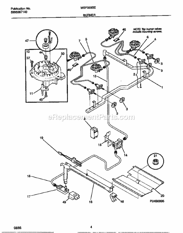 Frigidaire MGF333BEWC Frg(V2) / Gas Range Burner Diagram