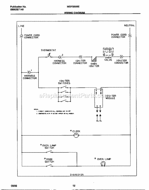 Frigidaire MGF333BEWC Frg(V2) / Gas Range Page G Diagram