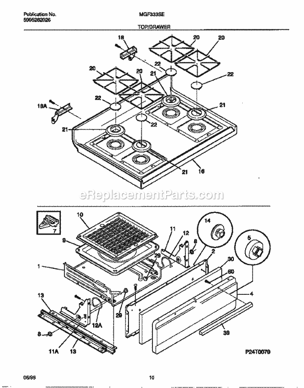 Frigidaire MGF333SEWA Frg(V3) / Gas Range Top / Drawer Diagram