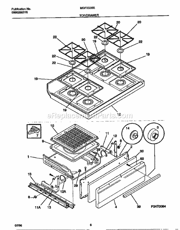 Frigidaire MGF333SEWC Frg(V2) / Gas Range Top / Drawer Diagram