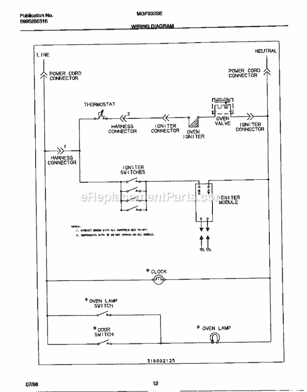 Frigidaire MGF333SEWC Frg(V2) / Gas Range Page G Diagram