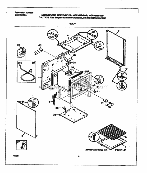 Frigidaire MGF334BGBB Frg(V1) / Gas Range Body Diagram