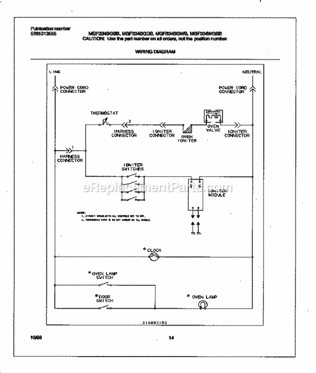 Frigidaire MGF334BGBB Frg(V1) / Gas Range Page G Diagram
