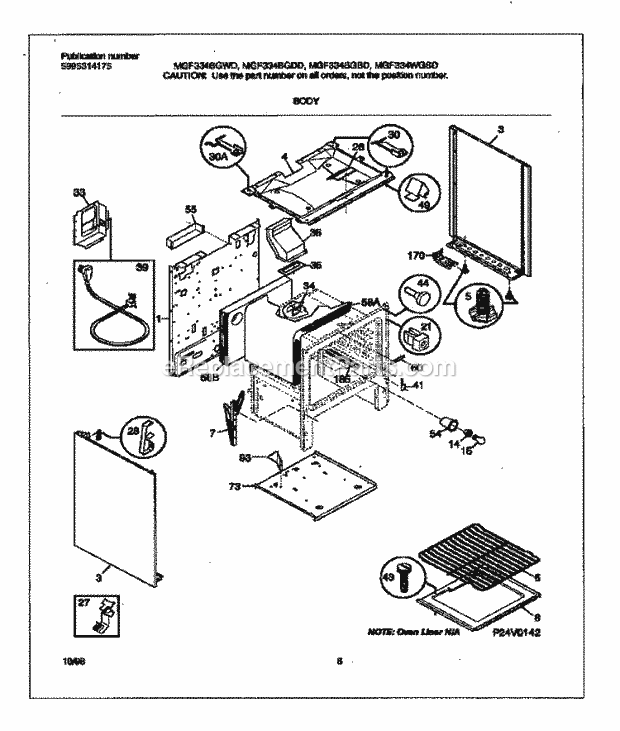 Frigidaire MGF334BGWD Frg(V3) / Gas Range Body Diagram