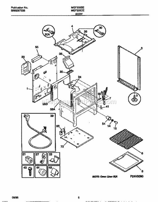 Frigidaire MGF335CESA Frg(V2) / Gas Range Body Diagram