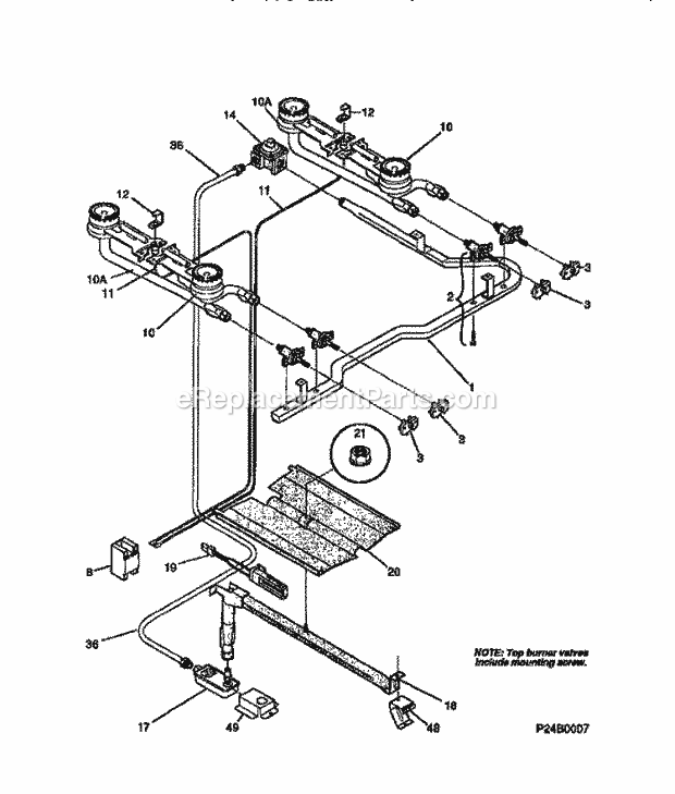 Frigidaire MGF345BBDA Wwh(V18) / Gas Range Burner Diagram