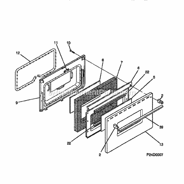 Frigidaire MGF345BBDA Wwh(V18) / Gas Range Door Diagram