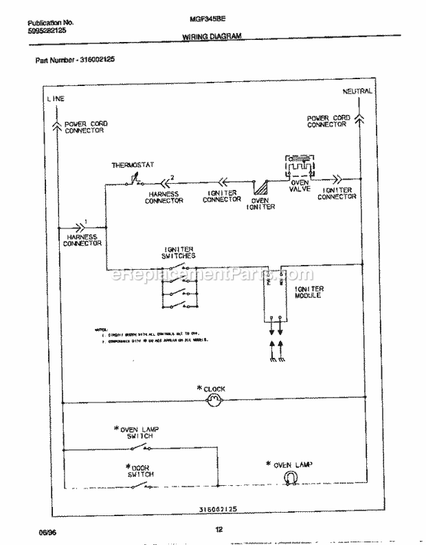 Frigidaire MGF345BEDA Frg(V1) / Gas Range Page G Diagram