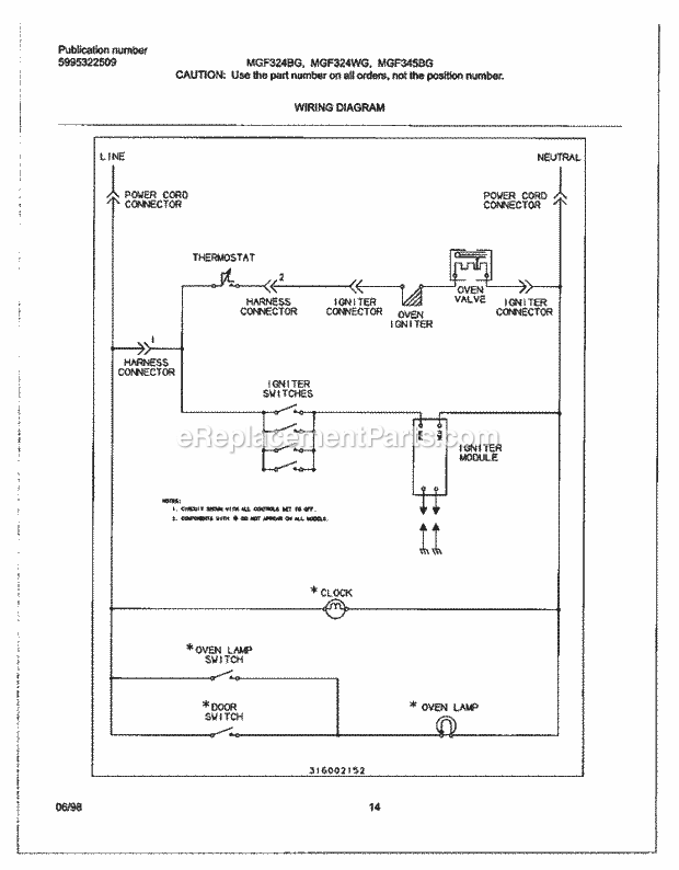 Frigidaire MGF345BGDB Freestanding, Gas Range Page G Diagram
