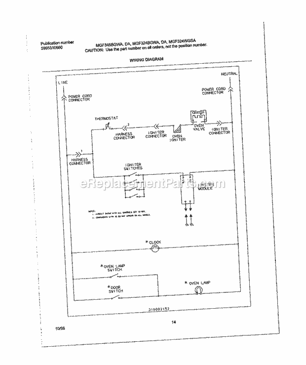 Frigidaire MGF345BGWA Frg(V5) / Gas Range Page G Diagram