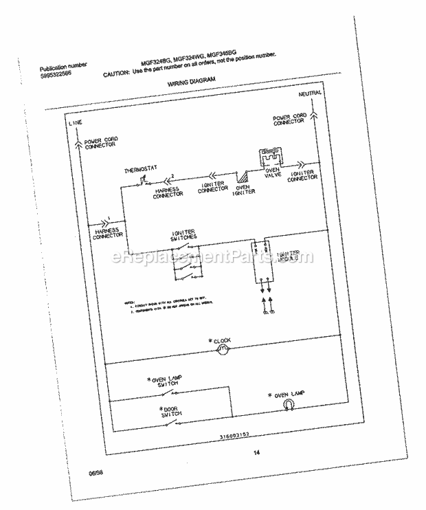 Frigidaire MGF345BGWD Freestanding, Gas Frigidaire/Gas Range Page G Diagram