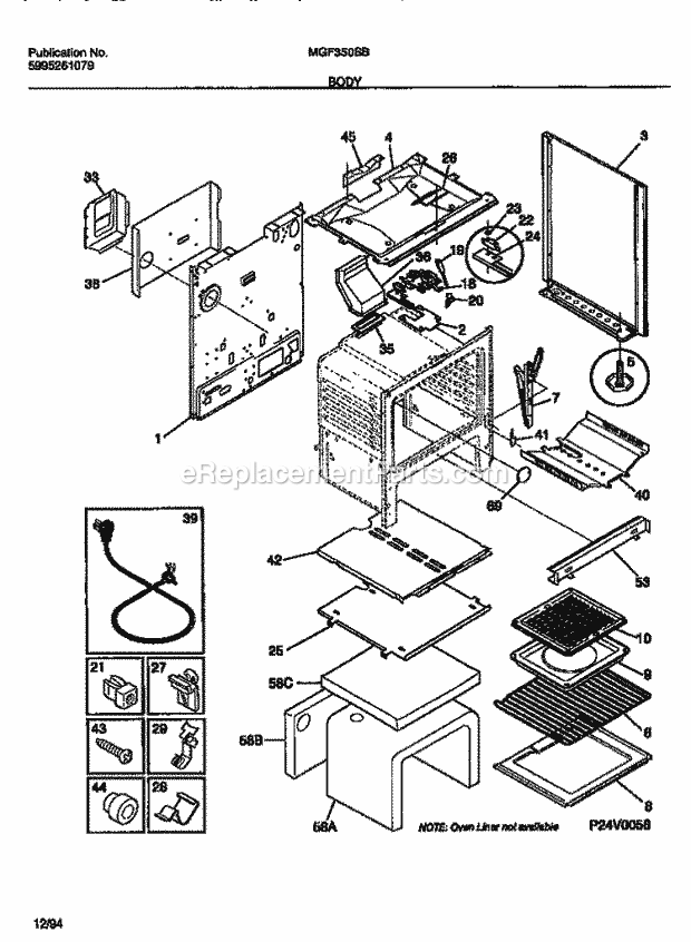 Frigidaire MGF350SBWA Wwh(V10) / Gas Range Body Diagram