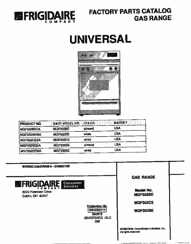 Frigidaire MGF352SEDA Frg(V4) / Gas Range Page D Diagram