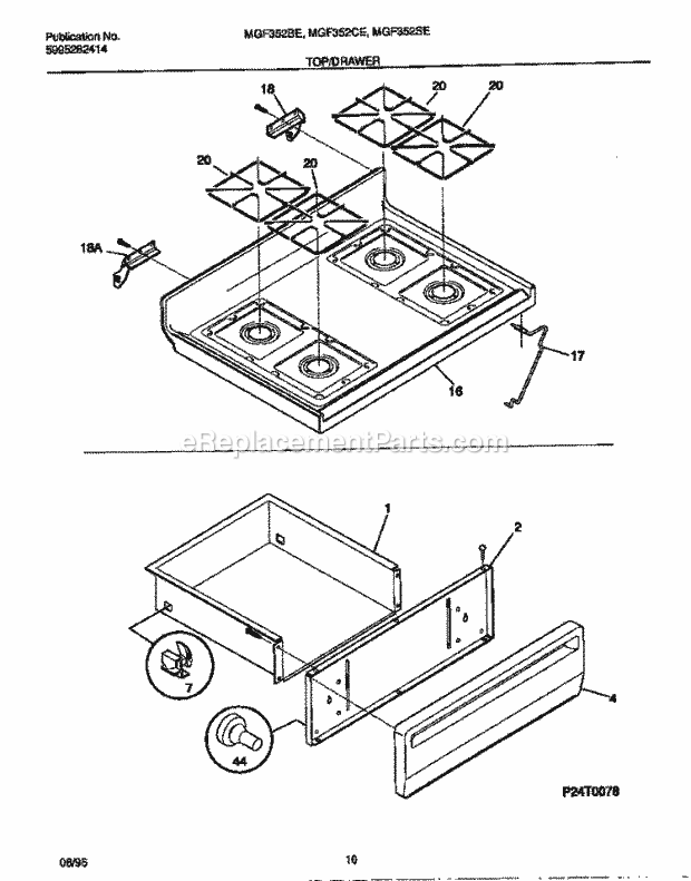 Frigidaire MGF352SEDA Frg(V4) / Gas Range Top / Drawer Diagram