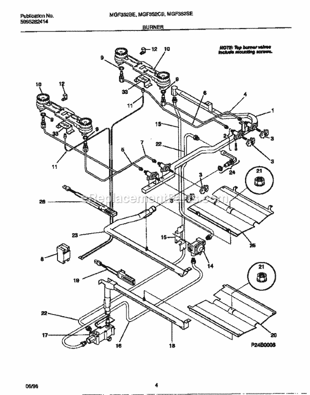 Frigidaire MGF352SEWA Frg(V5) / Gas Range Burner Diagram