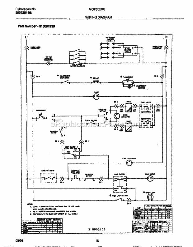 Frigidaire MGF355BEDA Frg(V1) / Gas Range Page G Diagram