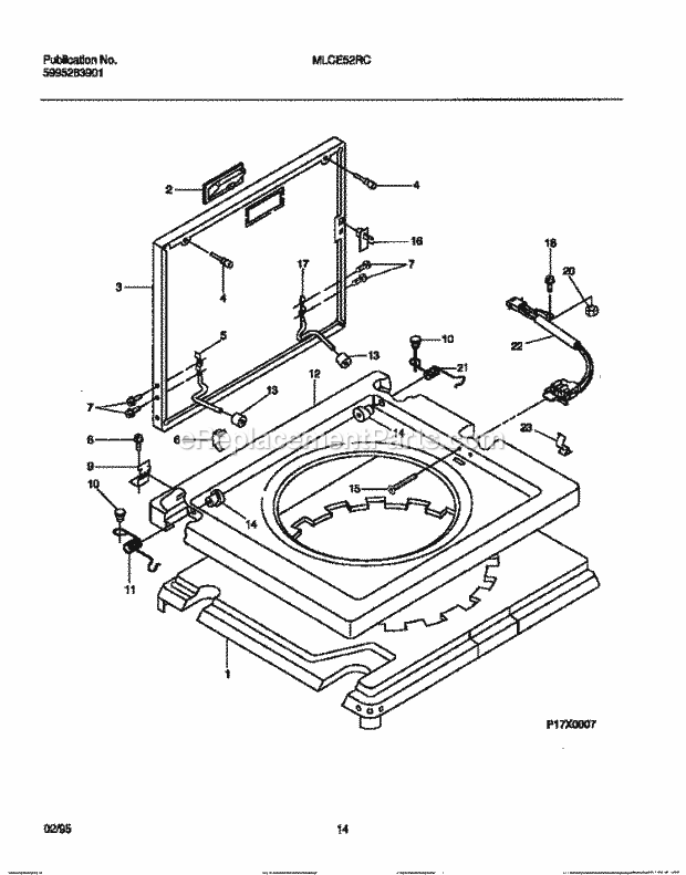 Frigidaire MLCE52RCS0 Tap(V1) / Laundry Center Washer - Top Panel Diagram