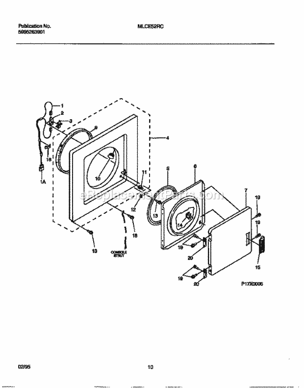 Frigidaire MLCE52RCS0 Tap(V1) / Laundry Center Dryer Door Diagram