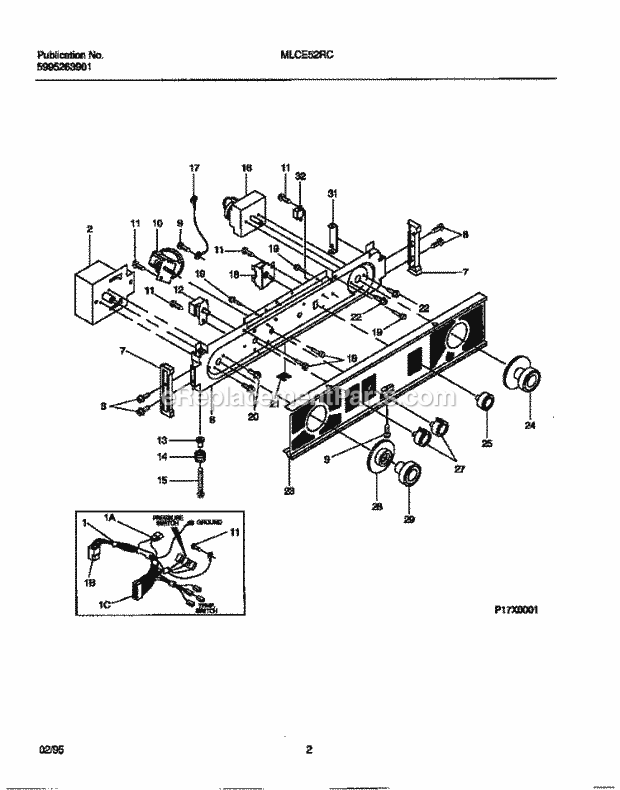 Frigidaire MLCE52RCT0 Tap(V2) / Laundry Center Console and Controls Diagram