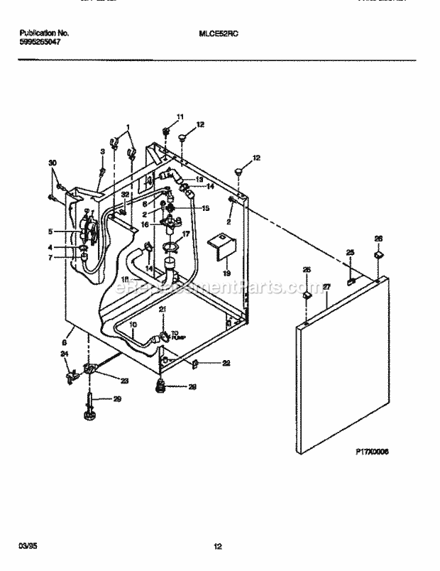 Frigidaire MLCE52RCT1 Laundry Center Washer - Cabinet Diagram