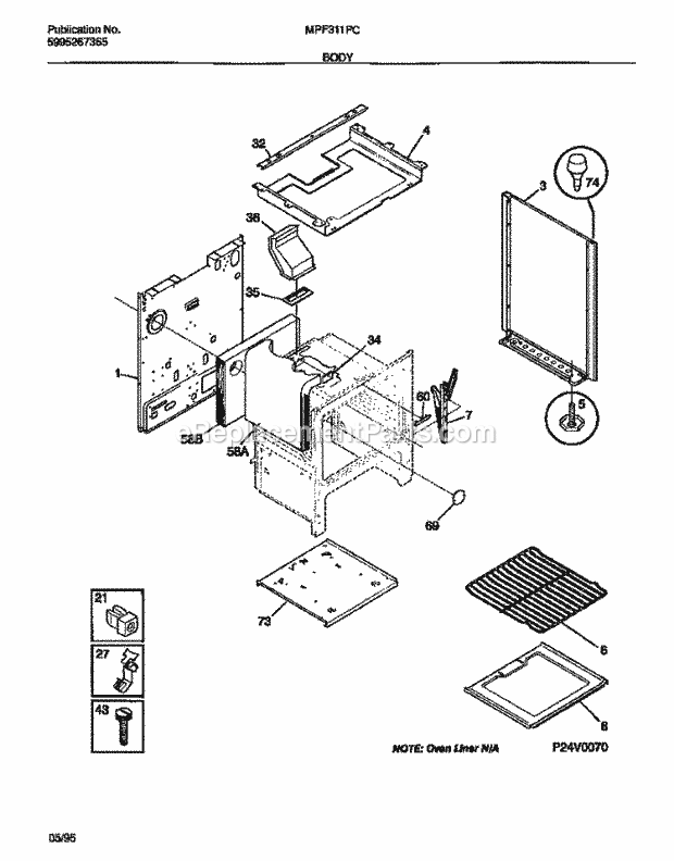 Frigidaire MPF311PCDA Tap(V1) / Gas Range Body Diagram