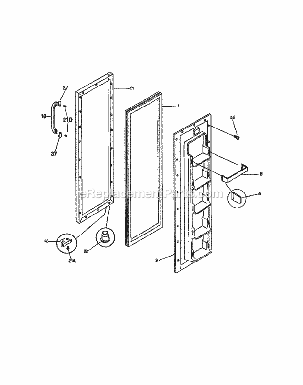 Frigidaire MRS20PRCW0 Wwh(V2) / Refrigerator Freezer Door Diagram