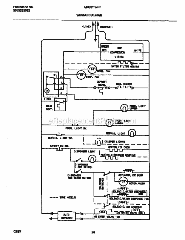 Frigidaire MRS20WRFD0 Frg(V1) / Side by Side Refrigerator Page K Diagram