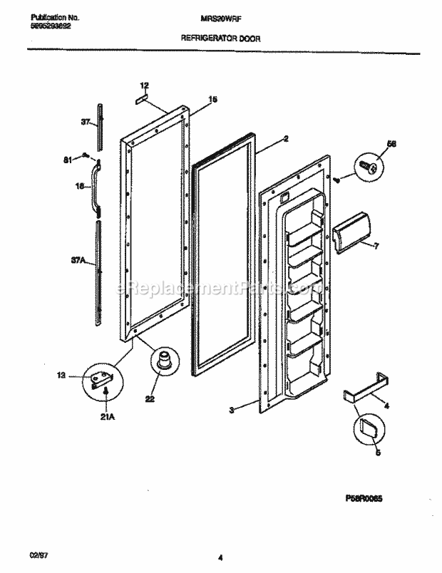 Frigidaire MRS20WRFD0 Frg(V1) / Side by Side Refrigerator Refrigerator Door Diagram