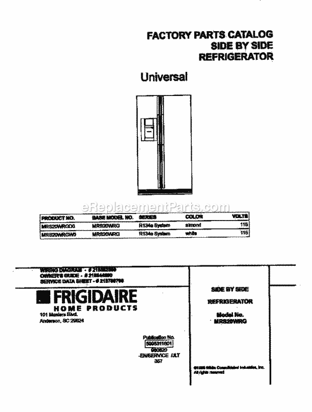 Frigidaire MRS20WRGW0 Frg(V2) / Side by Side Refrigerator Page C Diagram