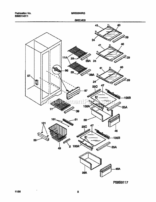 Frigidaire MRS20WRGW1 Frg(V2) / Refrigerator Shelves Diagram