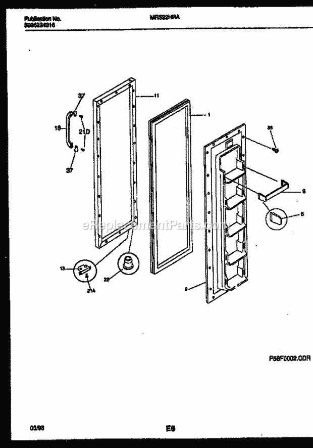 Frigidaire MRS22HRAD1 Frg(V3) / Side by Side Refrigerator Freezer Door Parts Diagram