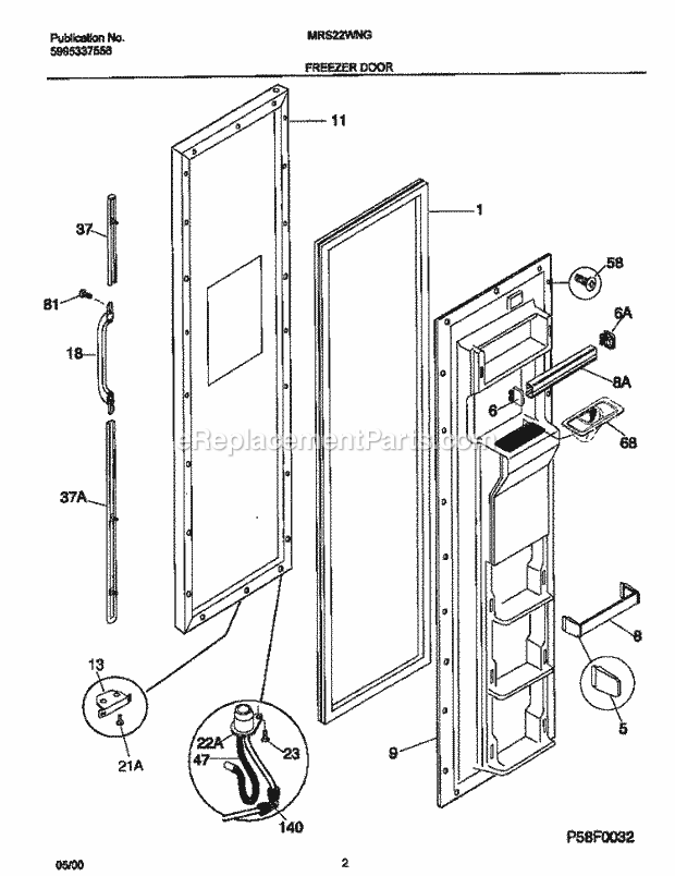 Frigidaire MRS22WNGD2 Frg(V3) / Refrigerator Freezer Door Diagram