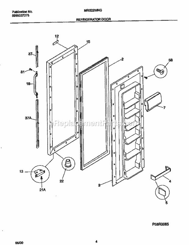 Frigidaire MRS22WNGD5 Kel(V10) / Refrigerator Ref Door Diagram