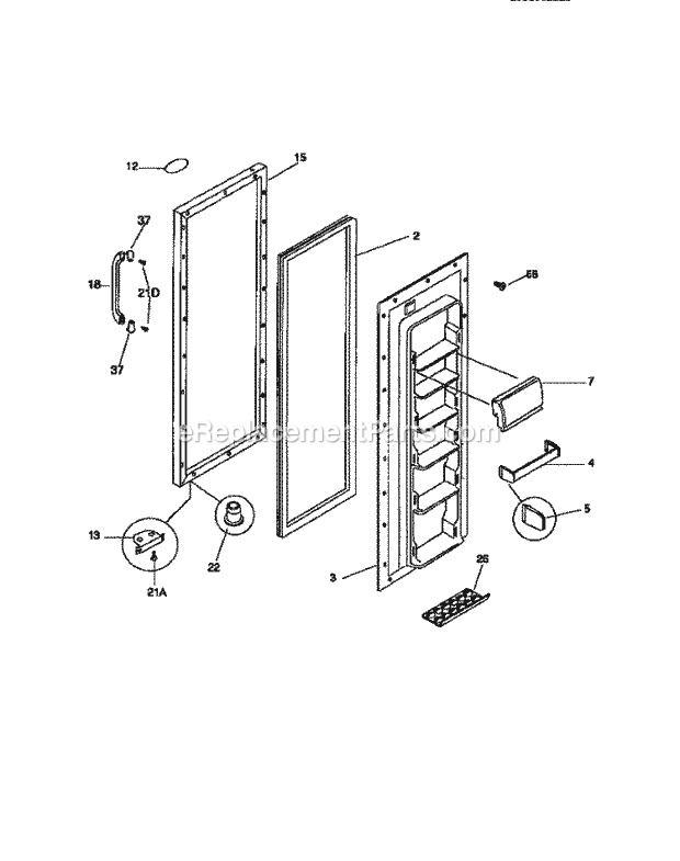 Frigidaire MRS22WRCW0 Wwh(V2) / Refrigerator Refrigerator Door Diagram