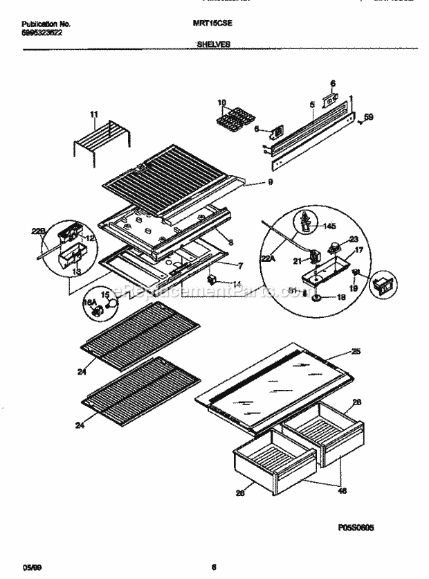 Frigidaire MRT15CSEDN Frg(V1) / Refrigerator Shelves Diagram