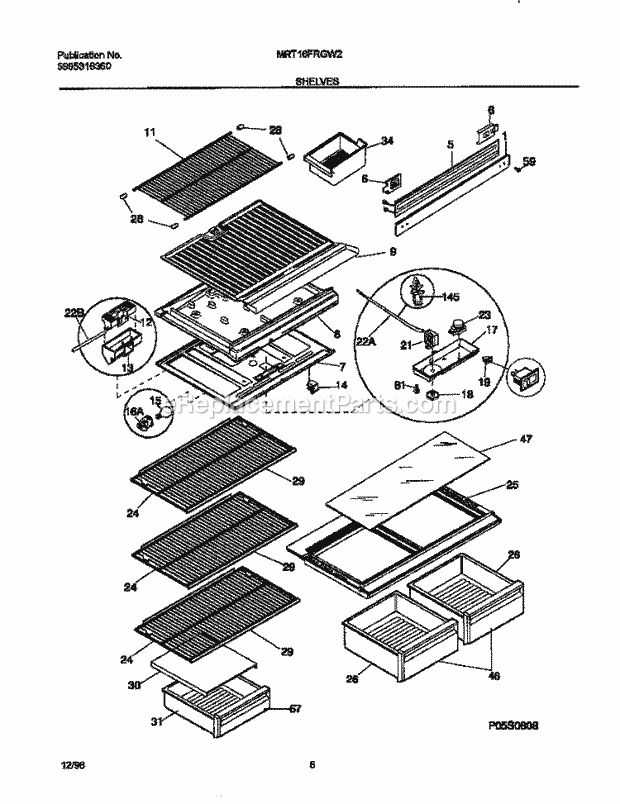 Frigidaire MRT16FRGW2 Frg(V0) / Refrigerator Shelves Diagram