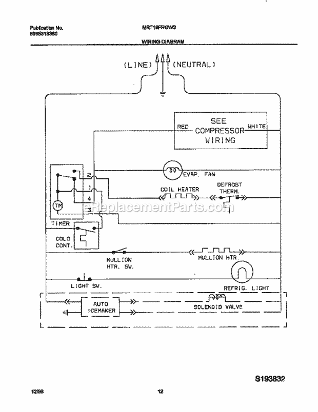 Frigidaire MRT16FRGW2 Frg(V0) / Refrigerator Page H Diagram