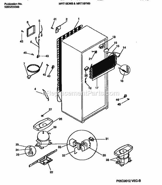 Frigidaire MRT18DNBZ1 Kel(V12) / Top Mount Refrigerator Cooling System Diagram